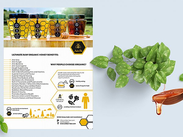 Amber Bee infografikas | skrajutė